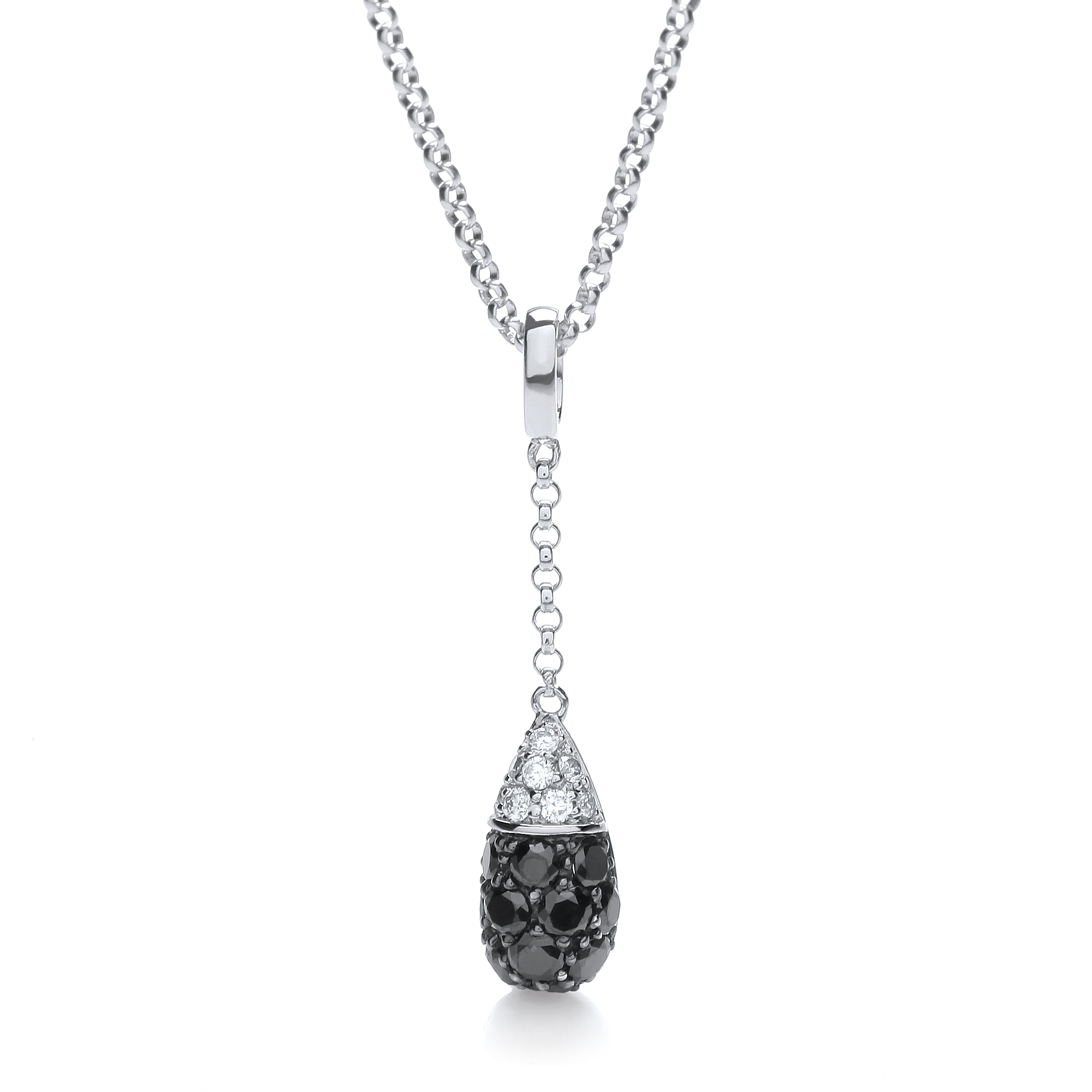 18 Carat Gold Bomb Drop Pendant with Black and White Diamonds Necklaces Black Diamond Jewellery