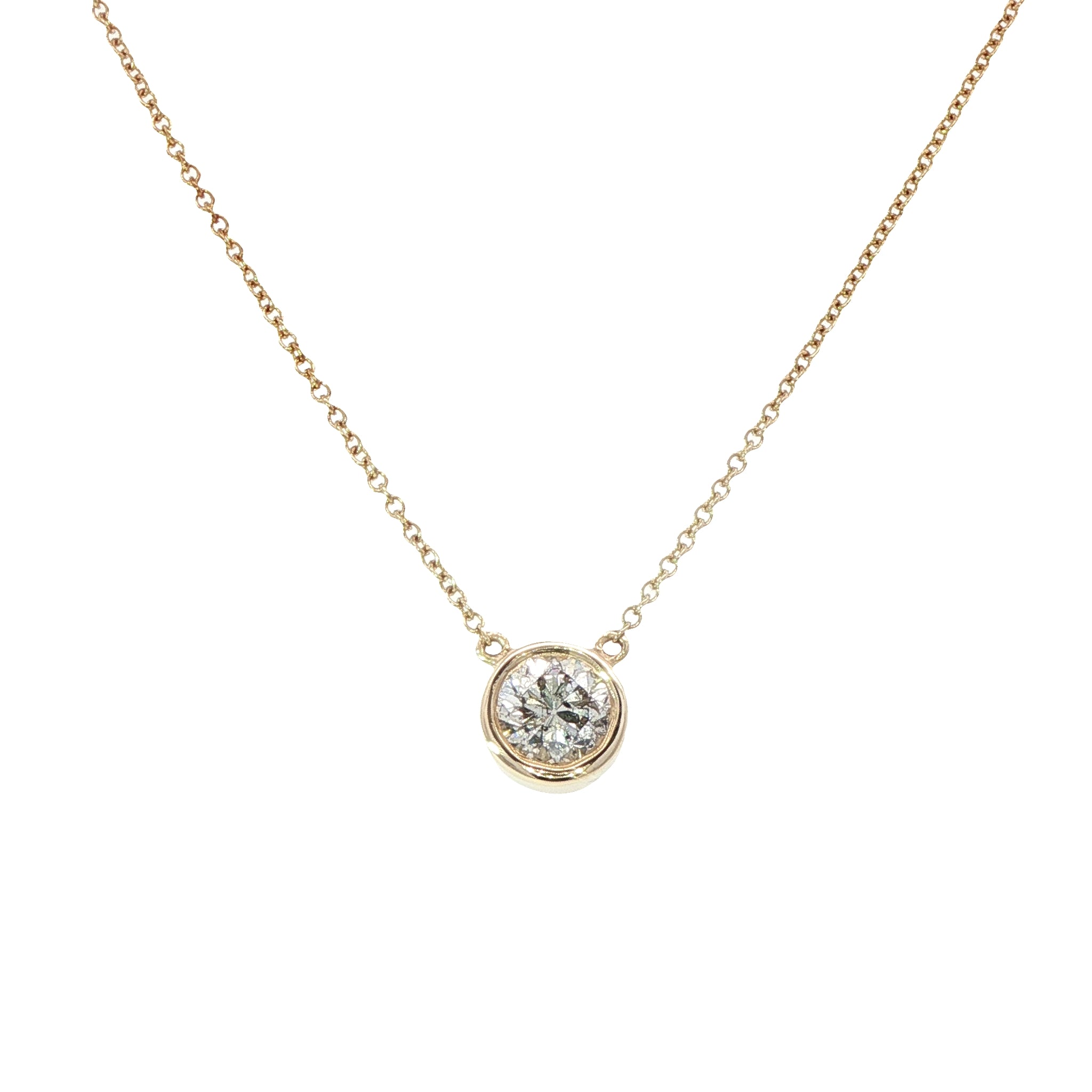 9 Carat Yellow Gold and Diamond Rim Set Pendant. 0.50 cts