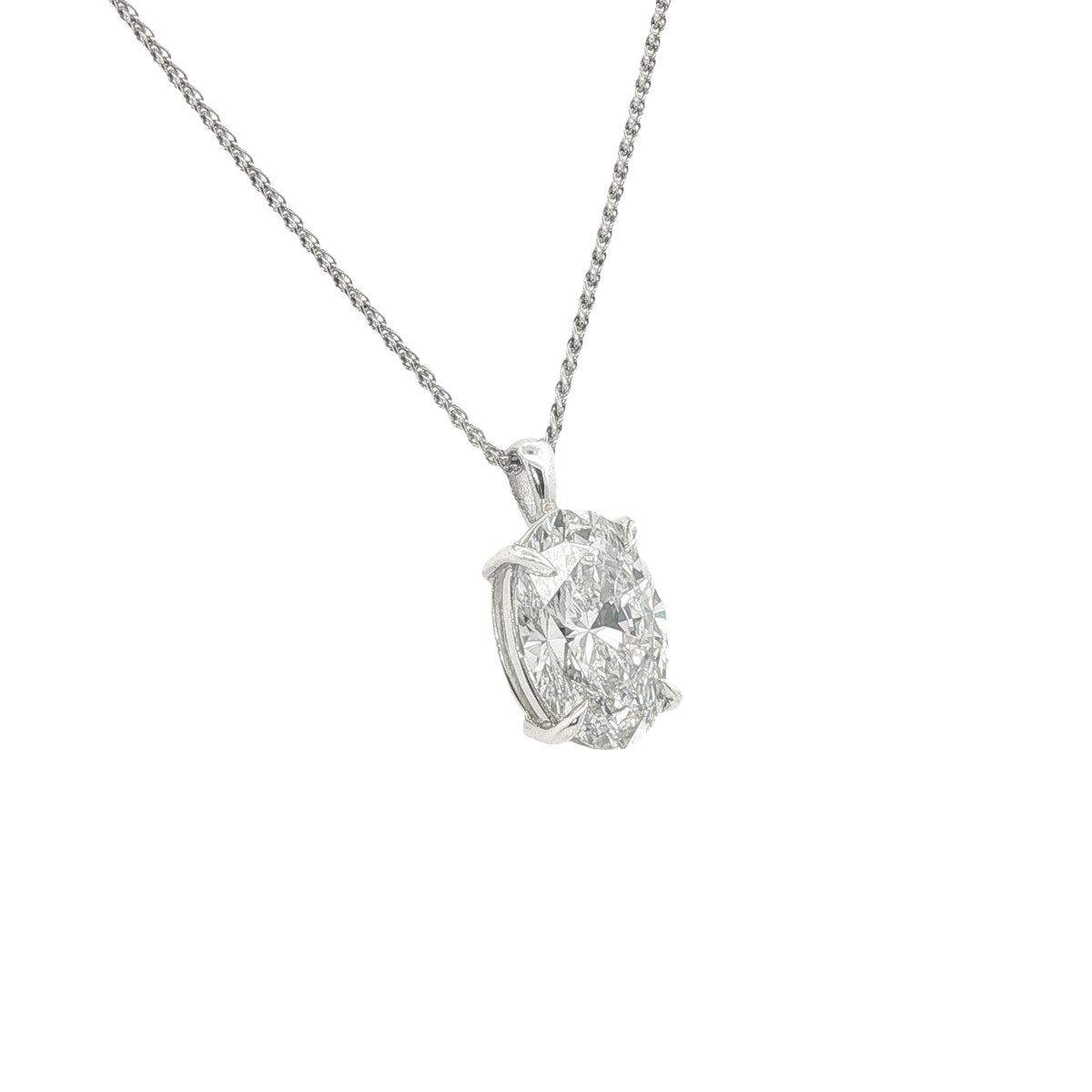 5 Carat Oval Lab Grown Diamond Pendant in Silver