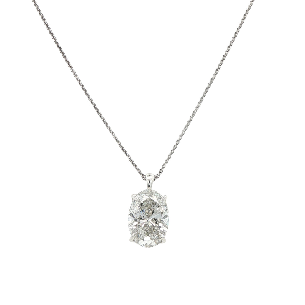 5 Carat Oval Lab Grown Diamond Pendant in Silver