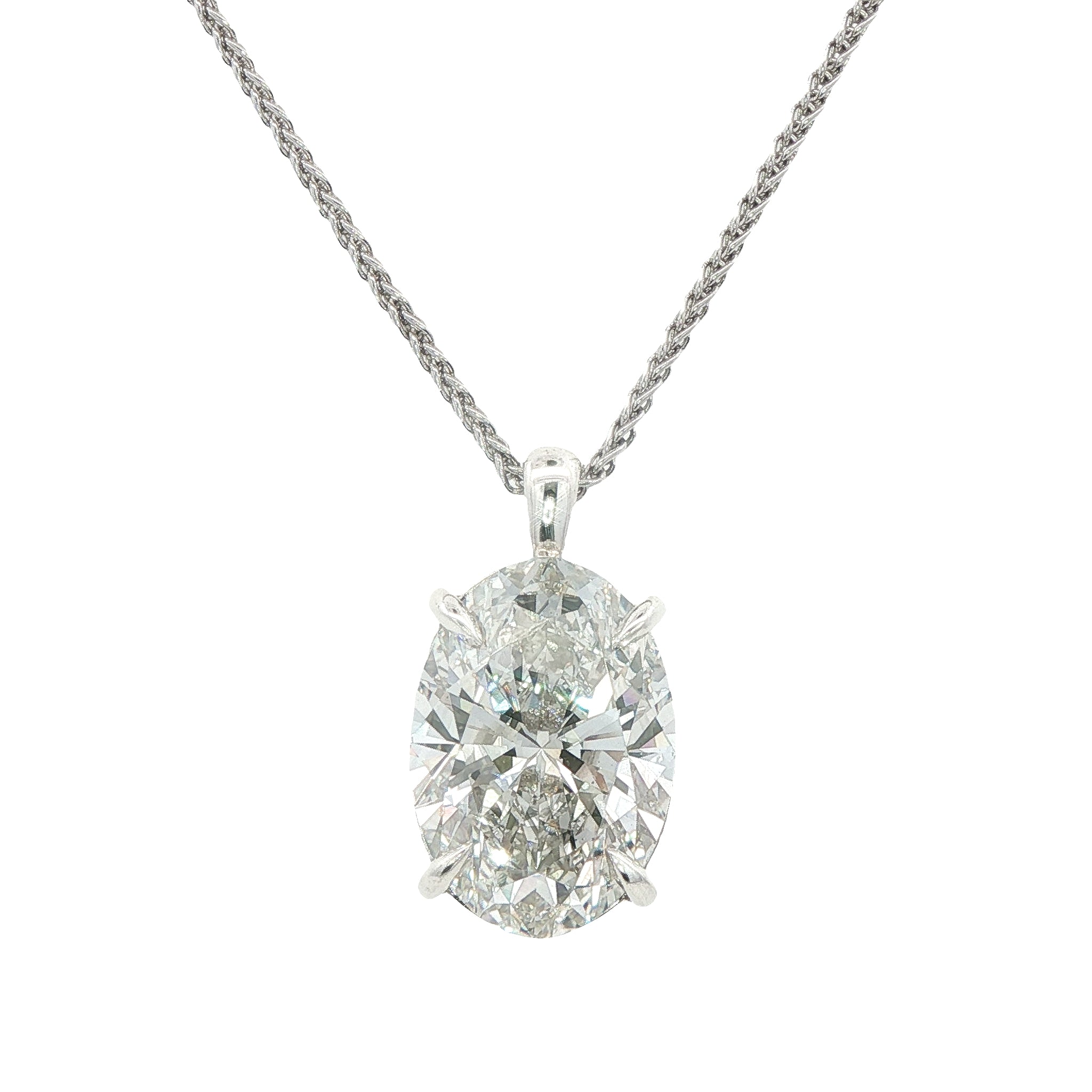 5 Carat Oval Lab Grown Diamond Pendant in Silver