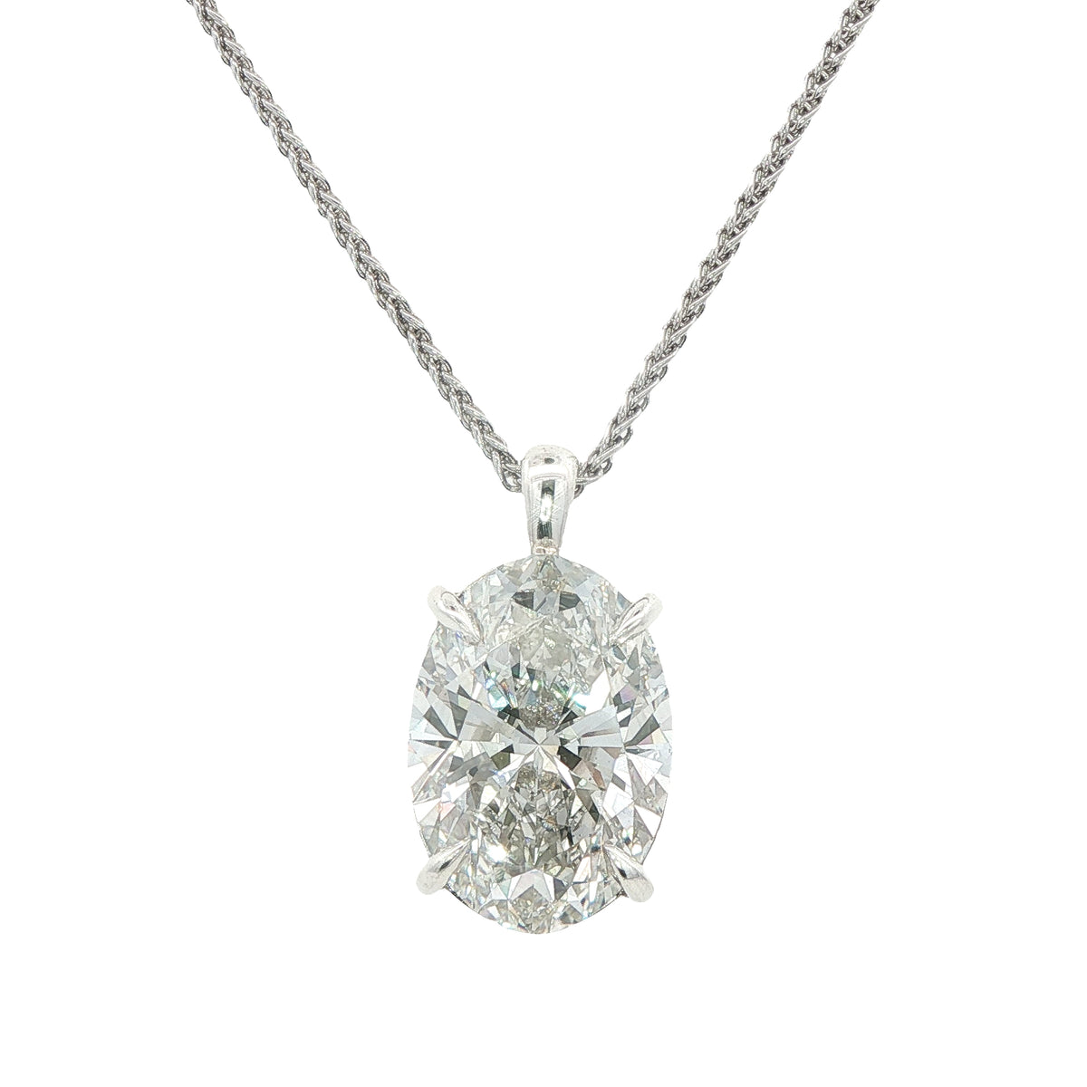 5 Carat Oval Lab Grown Diamond Pendant in Silver