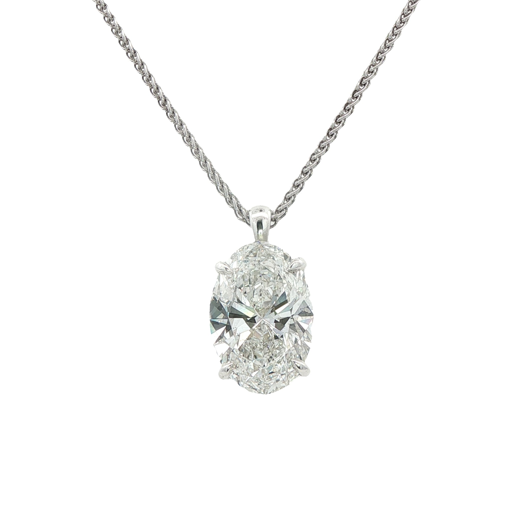 Lab Grown Oval Diamond 4.01 Carats Set in Silver