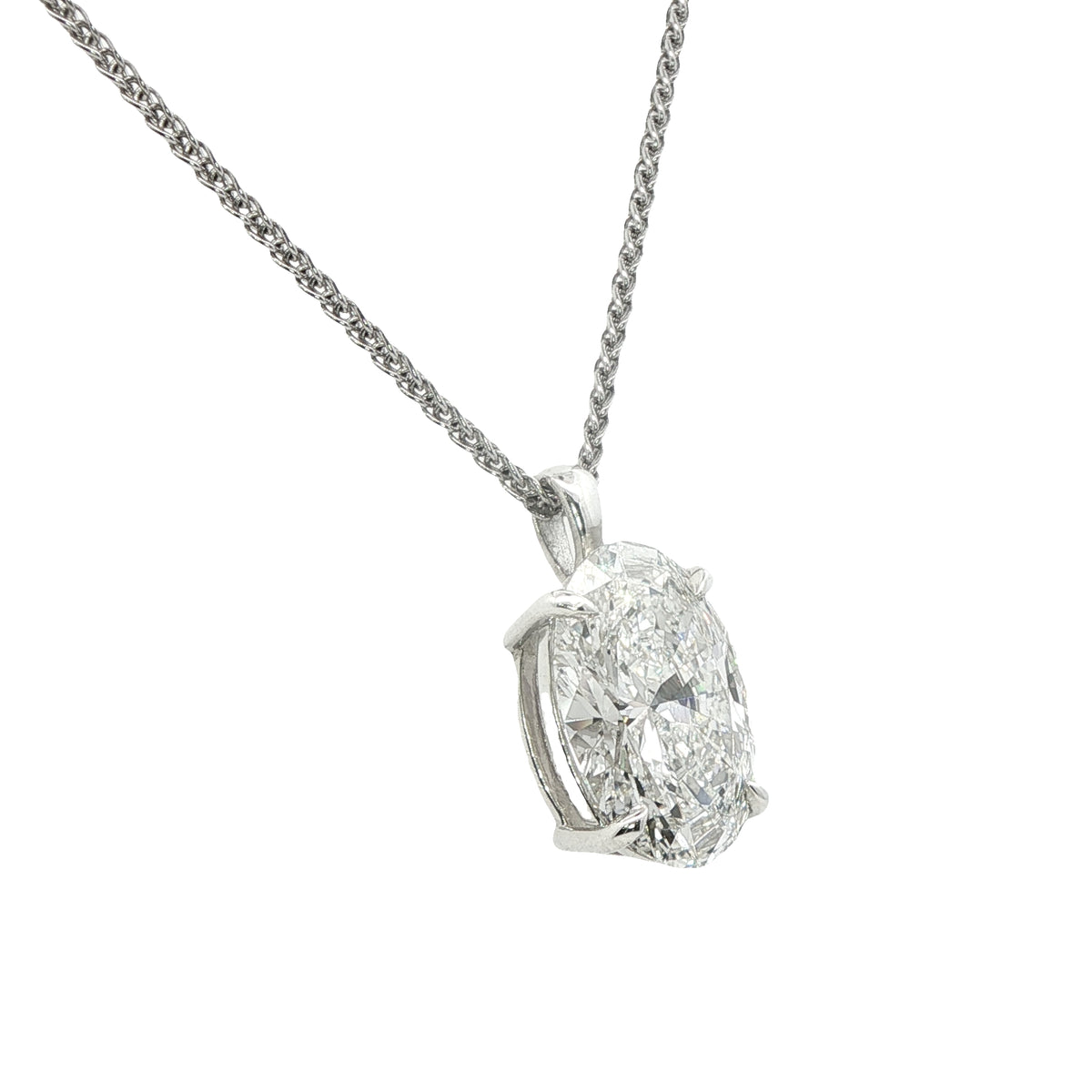 Lab Grown Oval Diamond 4.01 Carats Set in Silver