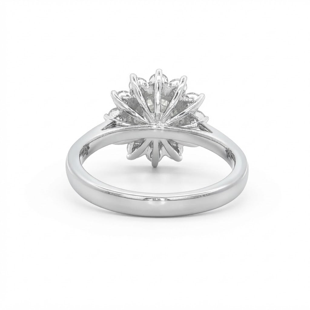 Platinum and Diamond Cluster Ring With a 1.93 Ct Old Cut Centre