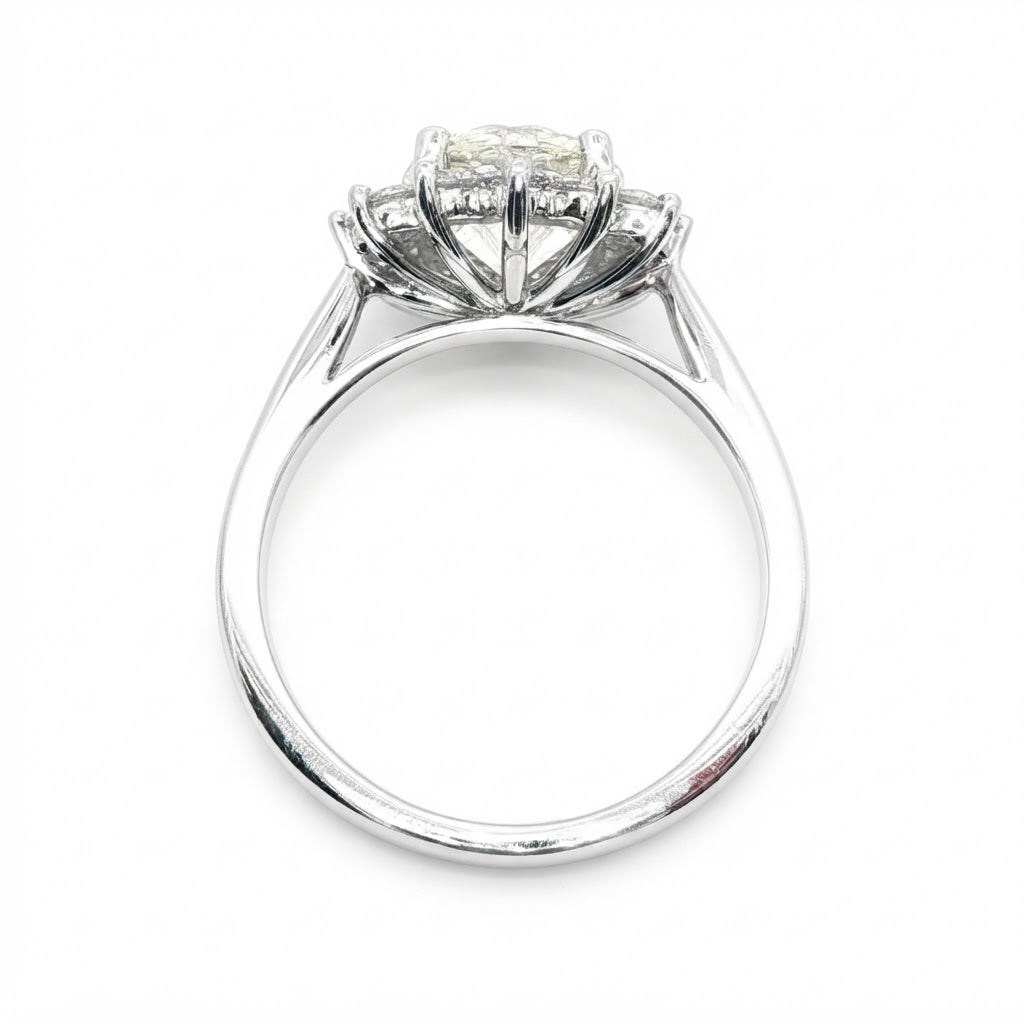 Platinum and Diamond Cluster Ring With a 1.93 Ct Old Cut Centre