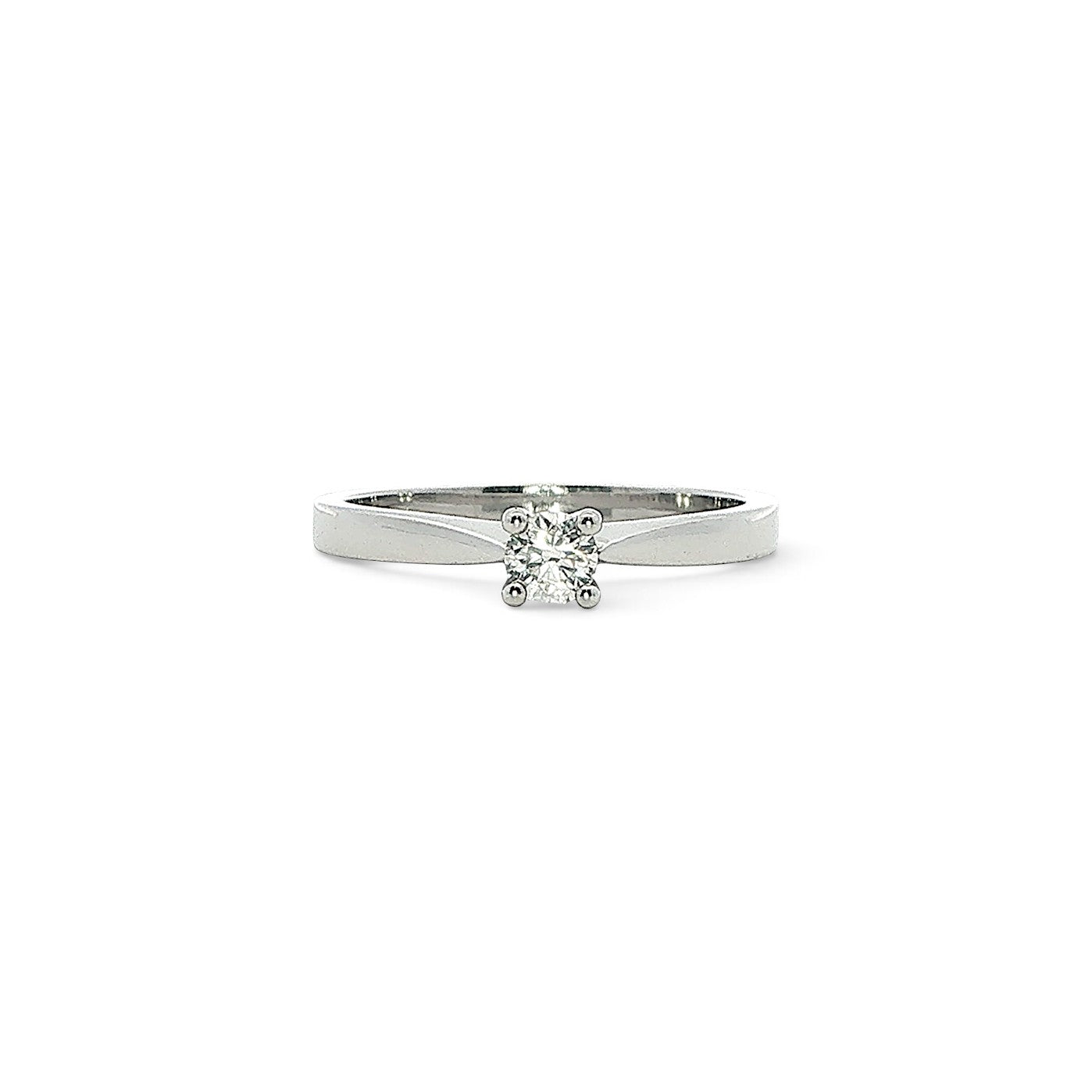 Platinum and Diamond Round Brilliant Ring - 0.18 cts F Si2