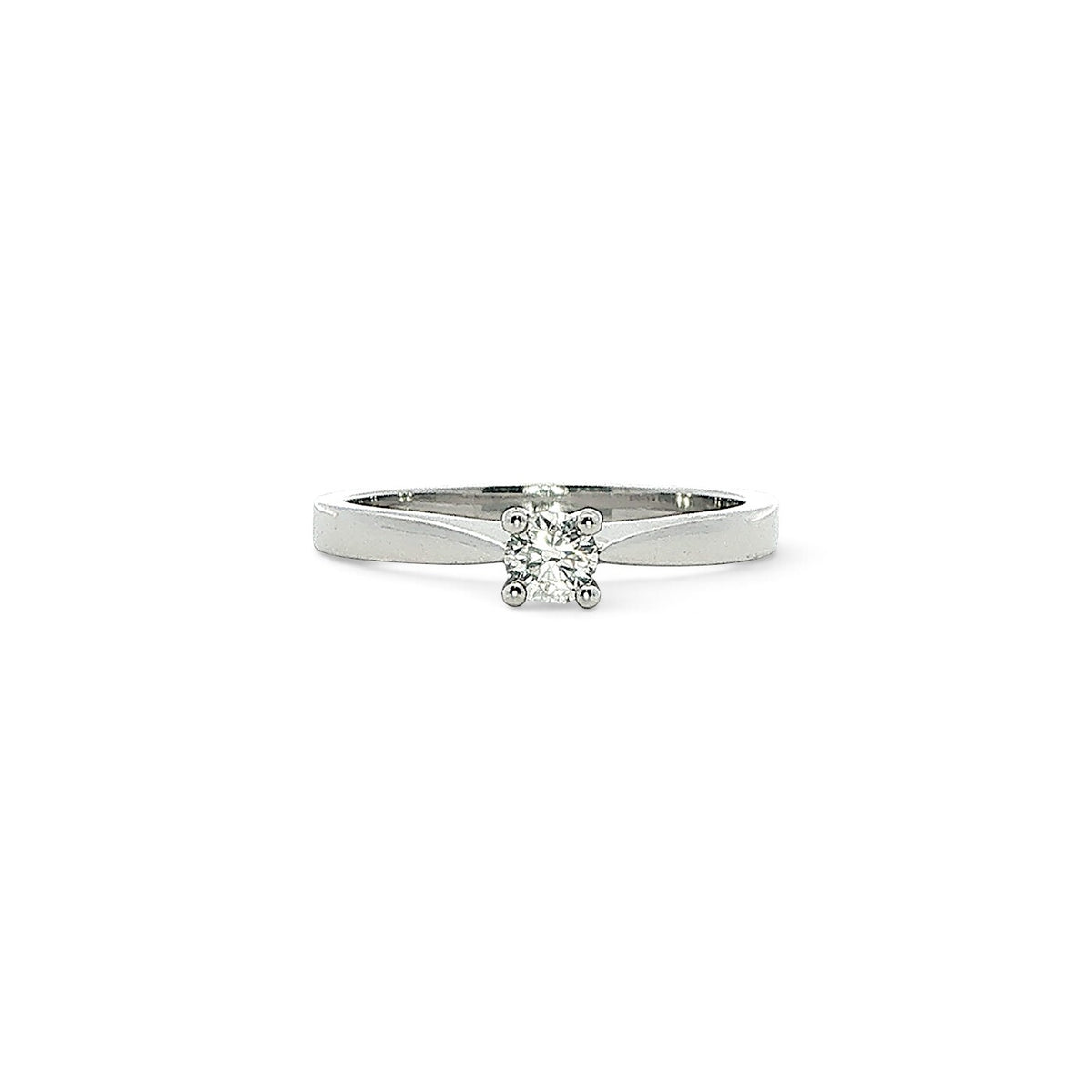 Platinum and Diamond Round Brilliant Ring - 0.18 cts F Si2