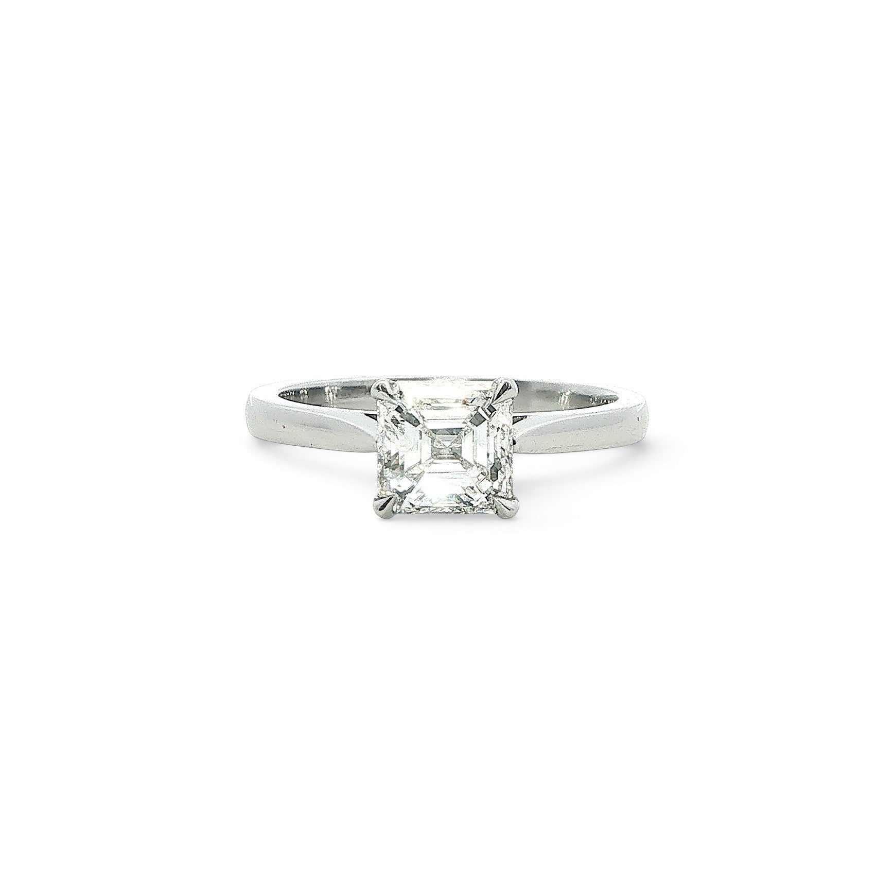 Platinum and Diamond Asscher Cut Diamond Ring 1.20 Carats G VS2