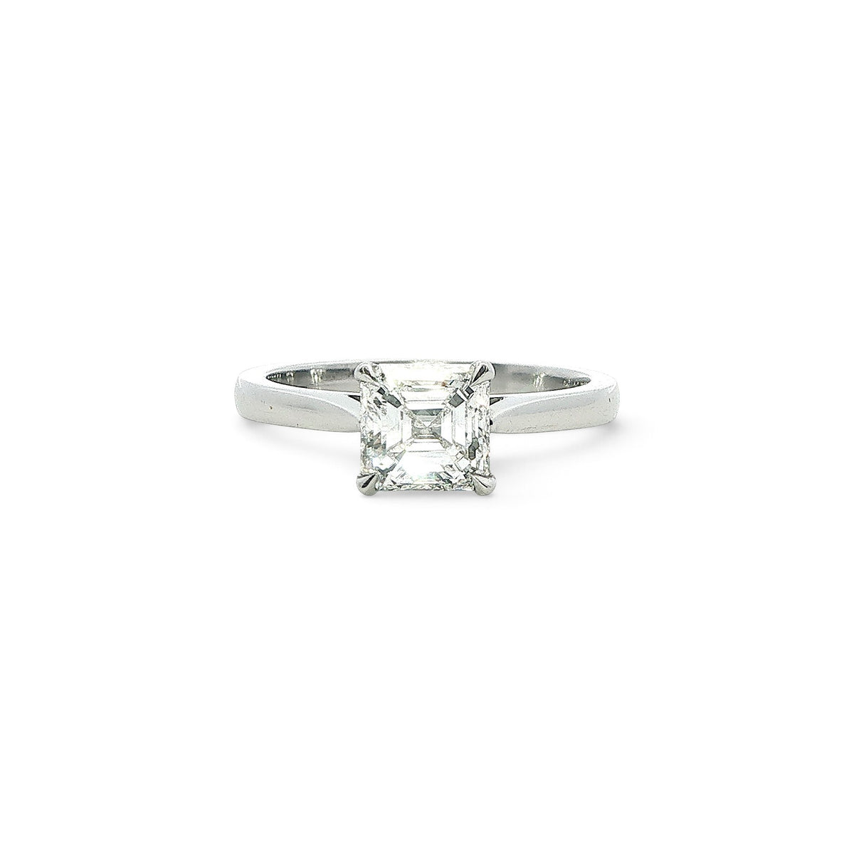 Platinum and Diamond Asscher Cut Diamond Ring 1.20 Carats G VS2