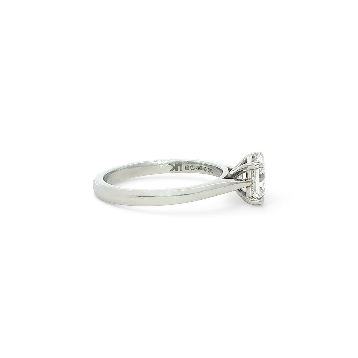 Platinum and Diamond Asscher Cut Diamond Ring 1.20 Carats G VS2