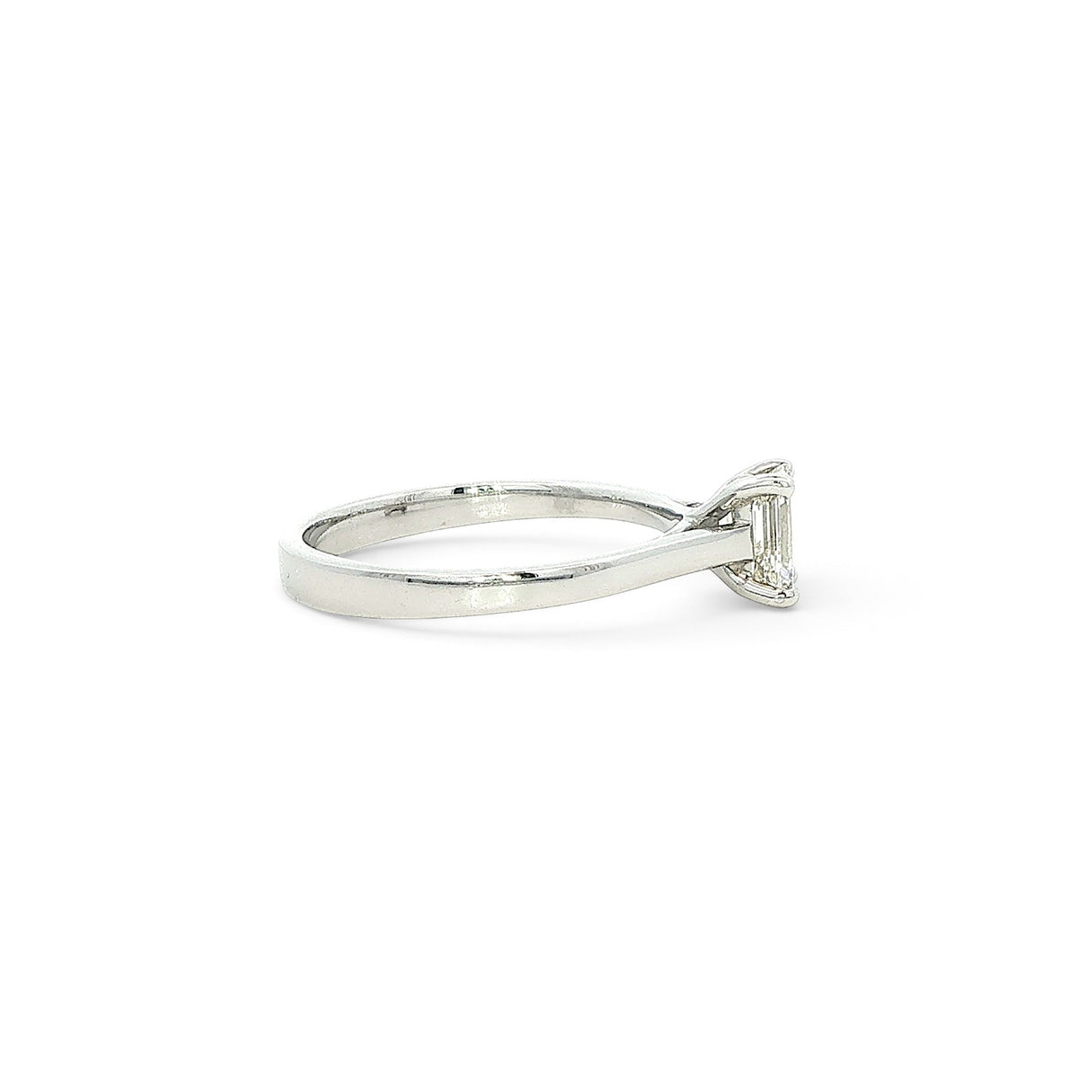 Platinum and Diamond Emerald Cut Diamond Ring 0.71Cts G/H Si