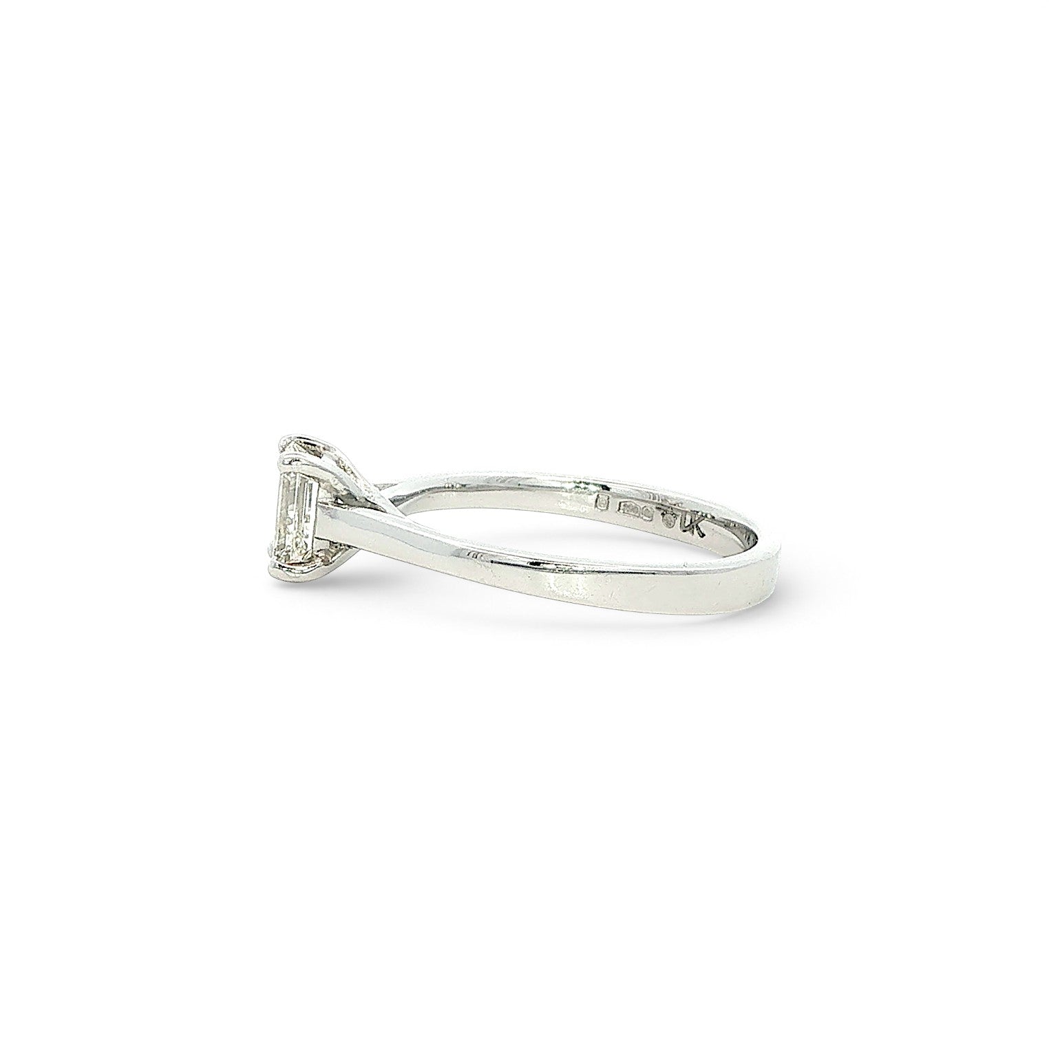 Platinum and Diamond Emerald Cut Diamond Ring 0.71Cts G/H Si