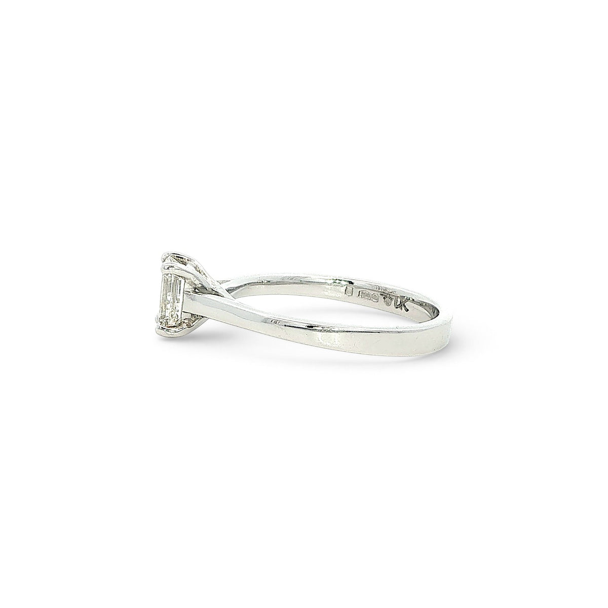 Platinum and Diamond Emerald Cut Diamond Ring 0.71Cts G/H Si