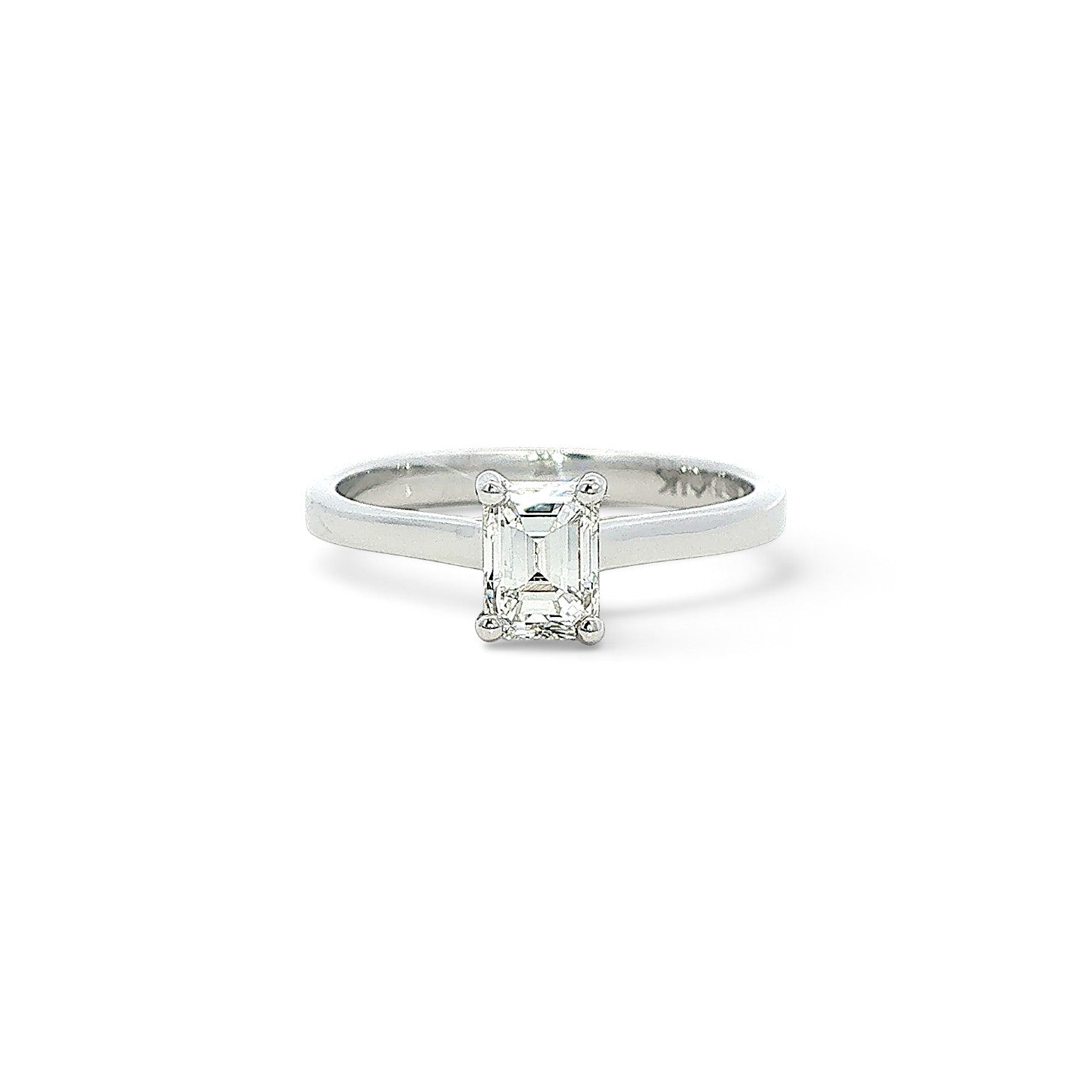 Platinum and Diamond Emerald Cut Diamond Ring 0.71Cts G/H Si