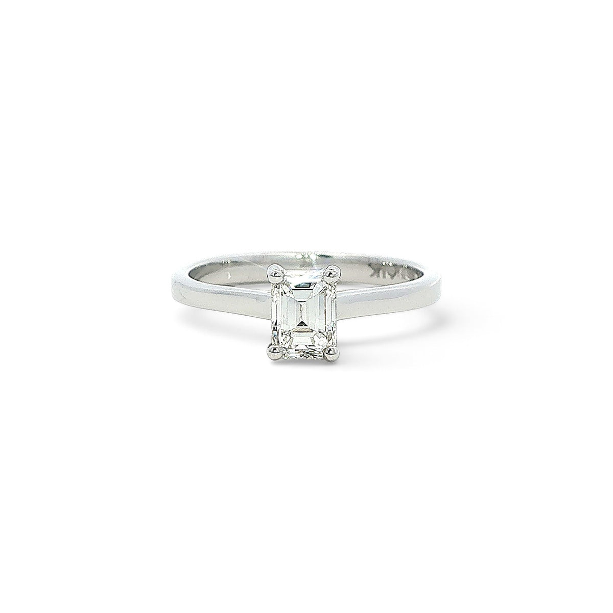 Platinum and Diamond Emerald Cut Diamond Ring 0.71Cts G/H Si