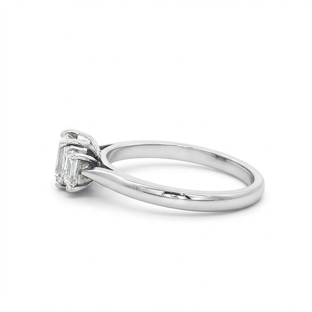Platinum and Diamond 3 Stone Emerald Cut Ring 1.21 Cts F VS1