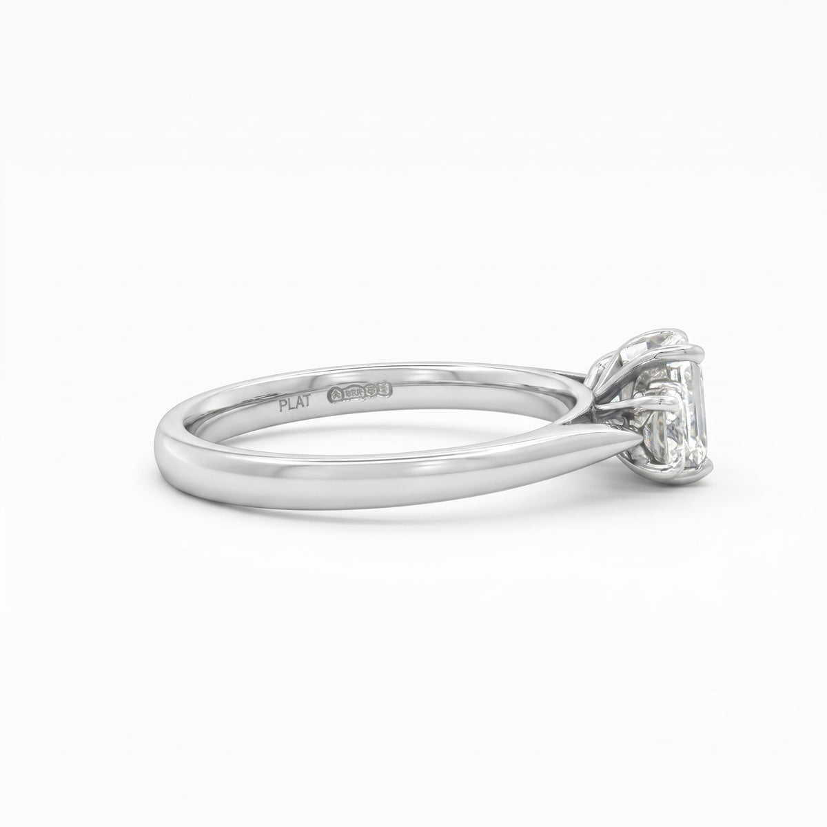 Platinum and Diamond 3 Stone Emerald Cut Ring 1.21 Cts F VS1