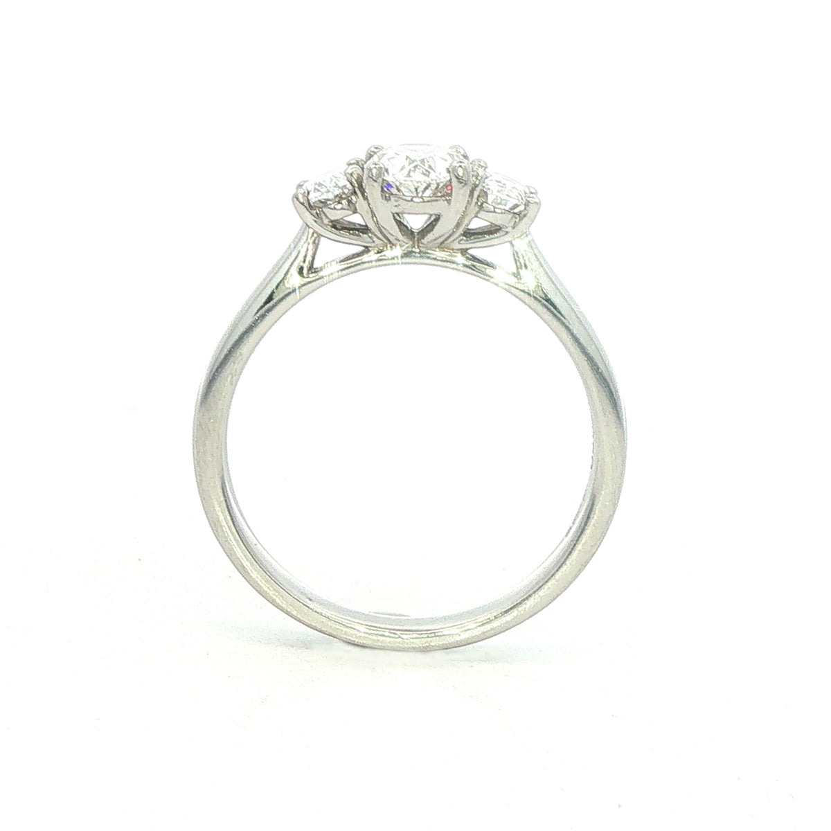 A Platinum and Oval Diamond 3 Stone Ring - 1.15 Carats