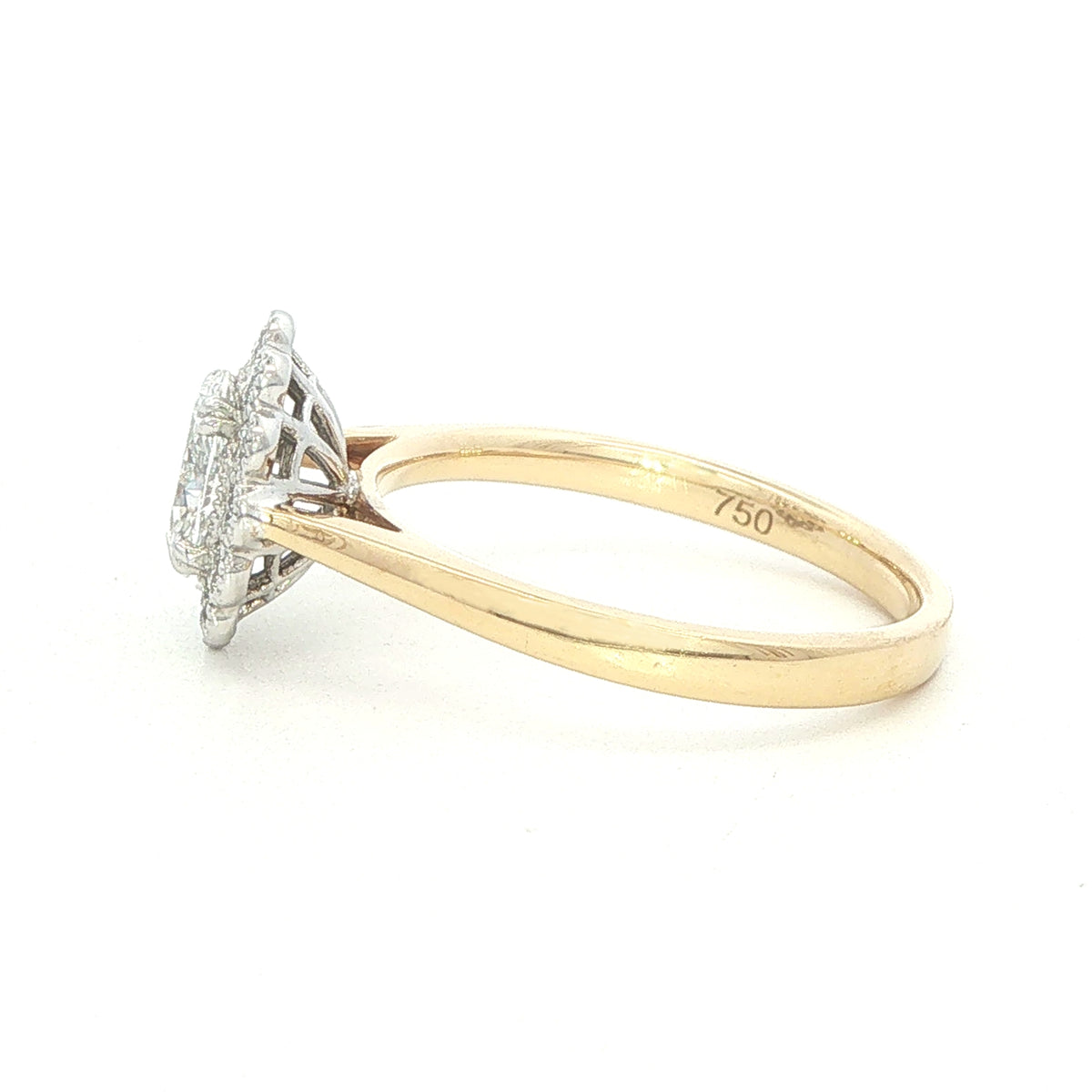 An 18 Carat Yellow and White Gold Oval Diamond Ring