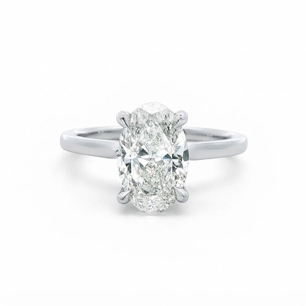 2.00 Carat Platinum and Diamond Oval Engagement Ring
