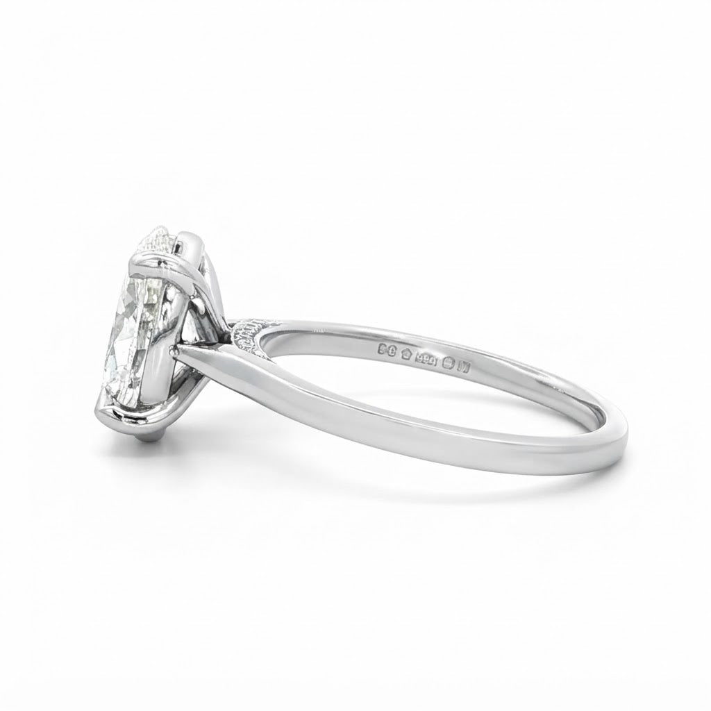 2.00 Carat Platinum and Diamond Oval Engagement Ring