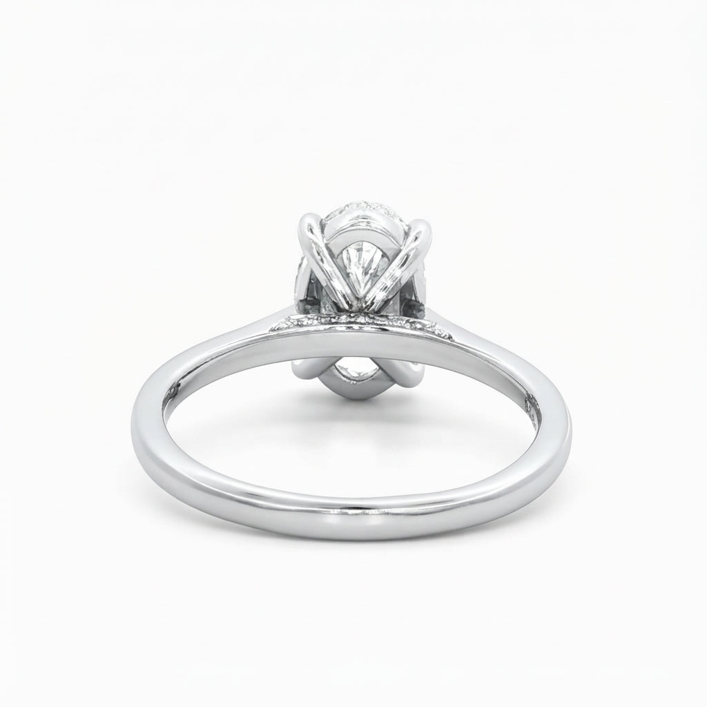 2.00 Carat Platinum and Diamond Oval Engagement Ring