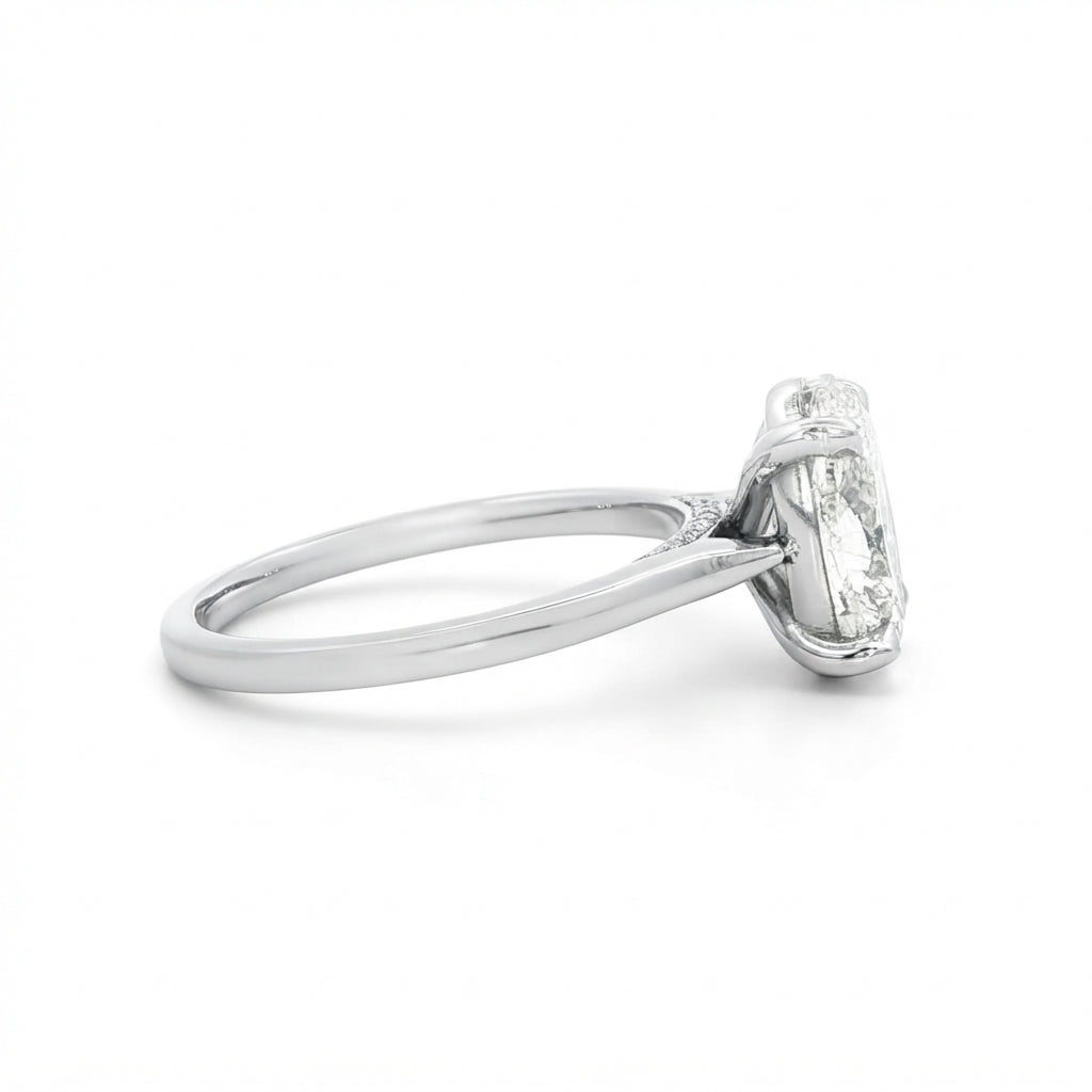 2.00 Carat Platinum and Diamond Oval Engagement Ring