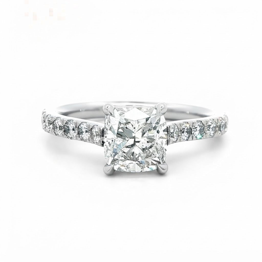 Platinum And Diamond Cushion Shaped Diamond 1.50 Carats E Si2