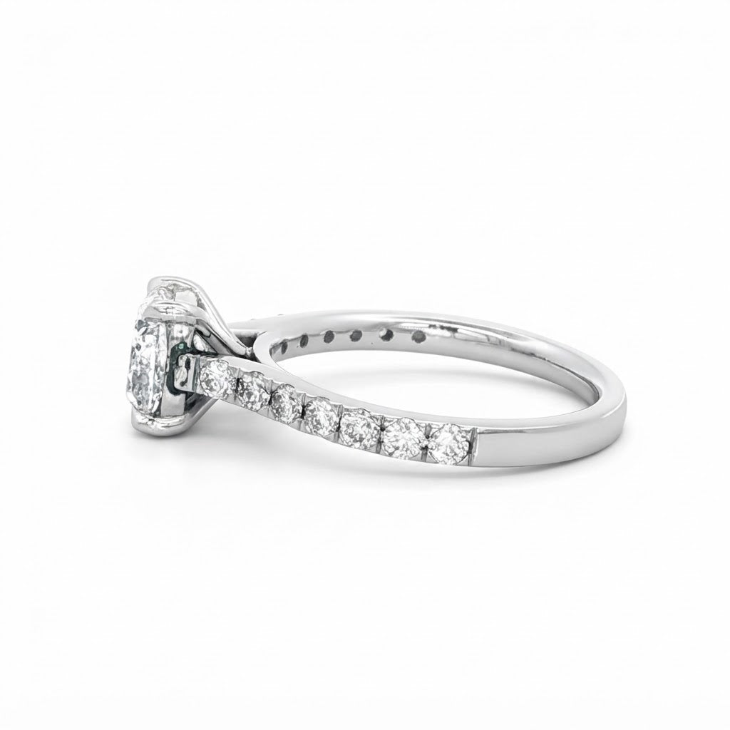 Platinum And Diamond Cushion Shaped Diamond 1.50 Carats E Si2