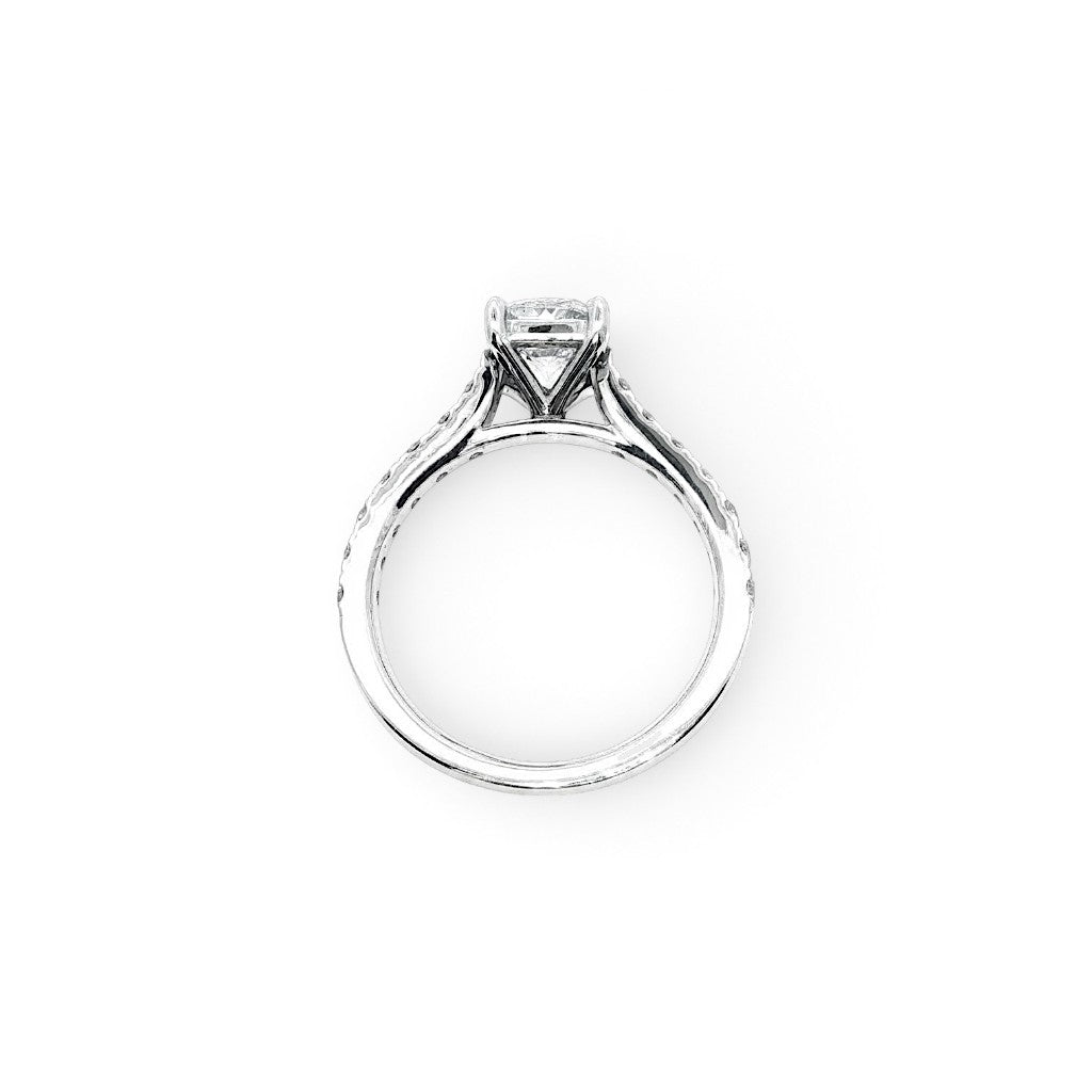 Platinum And Diamond Cushion Shaped Diamond 1.50 Carats E Si2