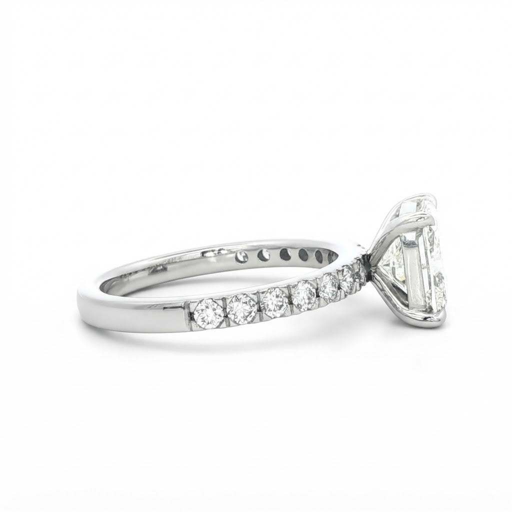 Platinum and Diamond Cushion Shape Diamond Ring 2.03  I Si2