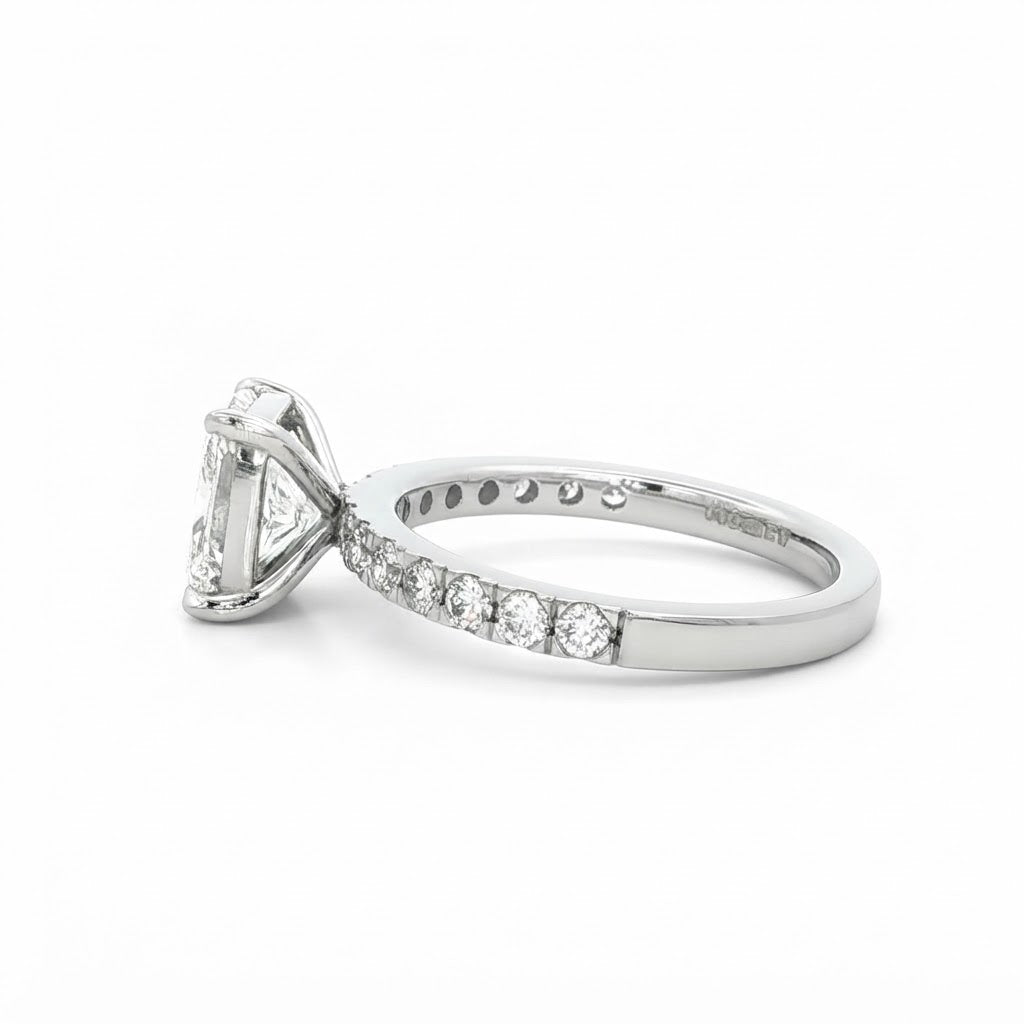 Platinum and Diamond Cushion Shape Diamond Ring 2.03  I Si2