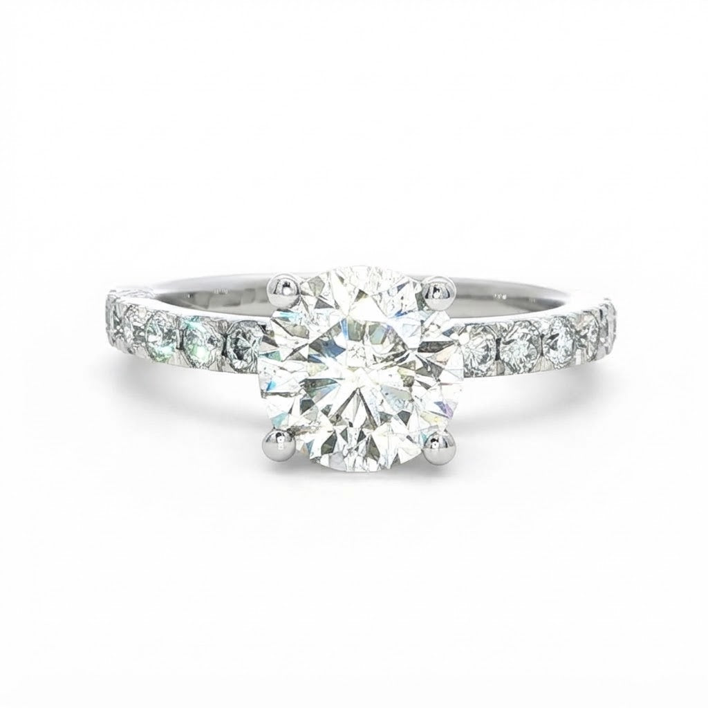 Platinum and Diamond Round Brilliant Diamond Ring - 1.71 carat G Si2