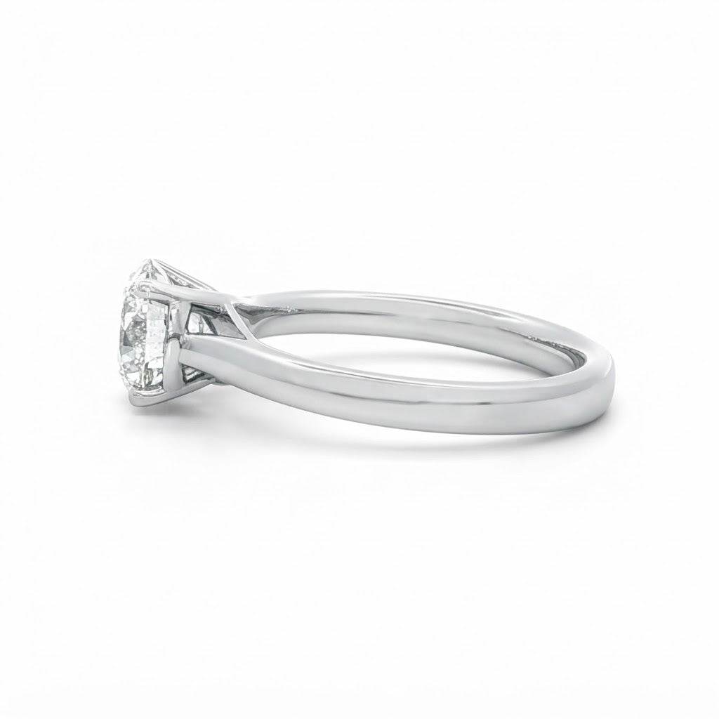 Platinum and Diamond Four Claw Solitaire Diamond Ring 1.61 Cts G Si1