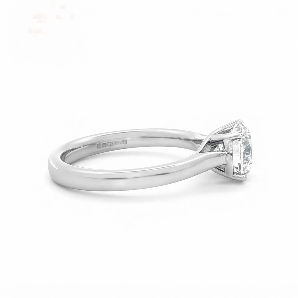 Platinum and Diamond Four Claw Solitaire Diamond Ring 1.61 Cts G Si1