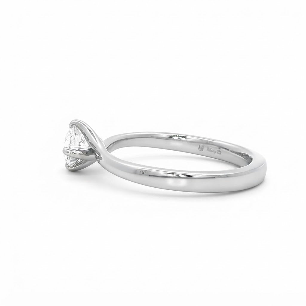 Platinum and Diamond Four Claw Solitaire Diamond Ring 0.50 Cts