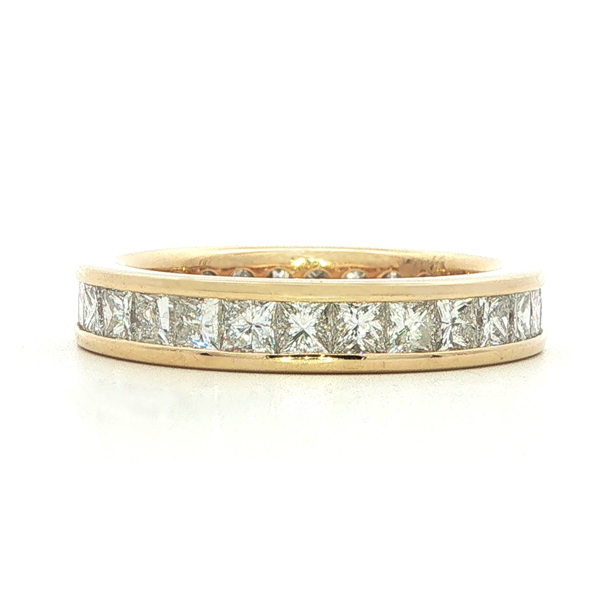 18 Carat Yellow Gold Channel Set Princess Cut Eternity ring - 2.00 cts