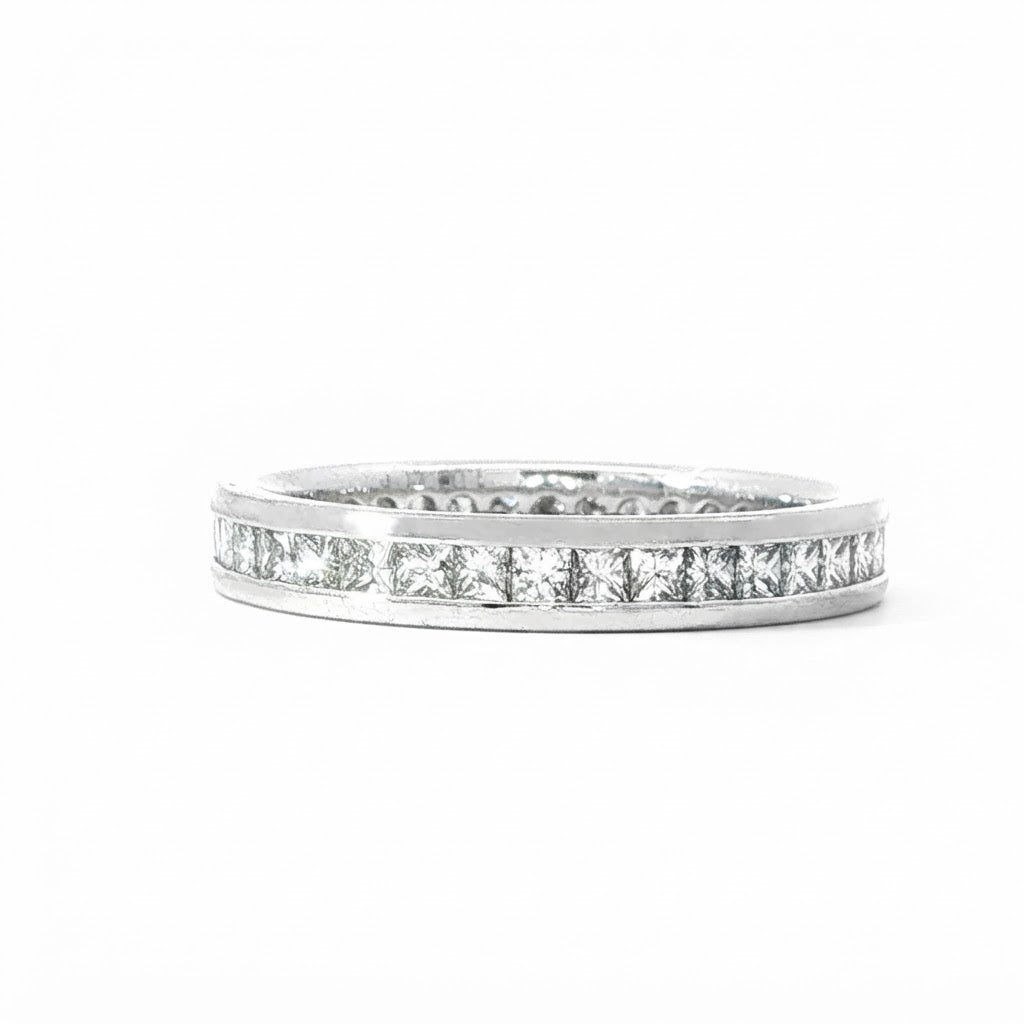 18ct White Gold Channel Set Princess Cut Diamond Ring 1.0 Carat