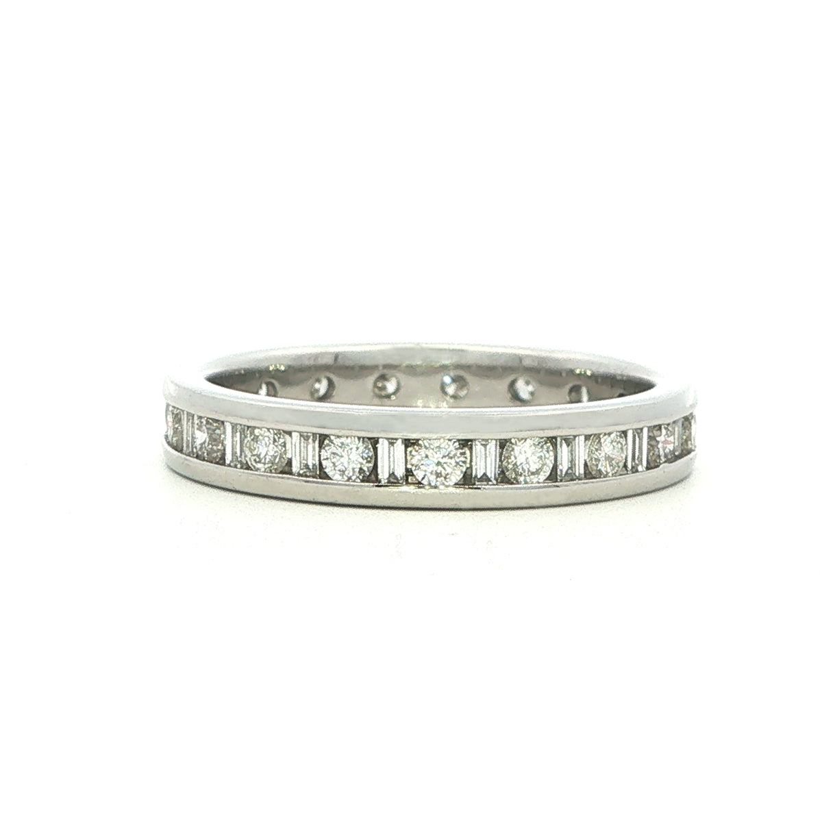 Platinum and Baguette and Round Brilliant Diamond Full Eternity Ring - 0.75 Carat
