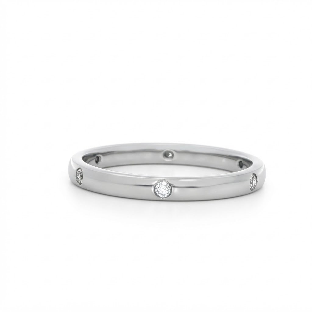 A Platinum and Diamond Flush Set Eternity Style Band