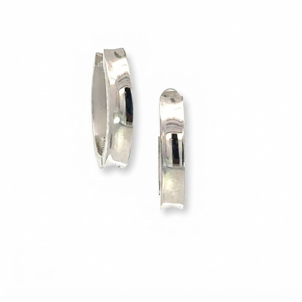 9 Carat White Gold Concave Hinge Hoops