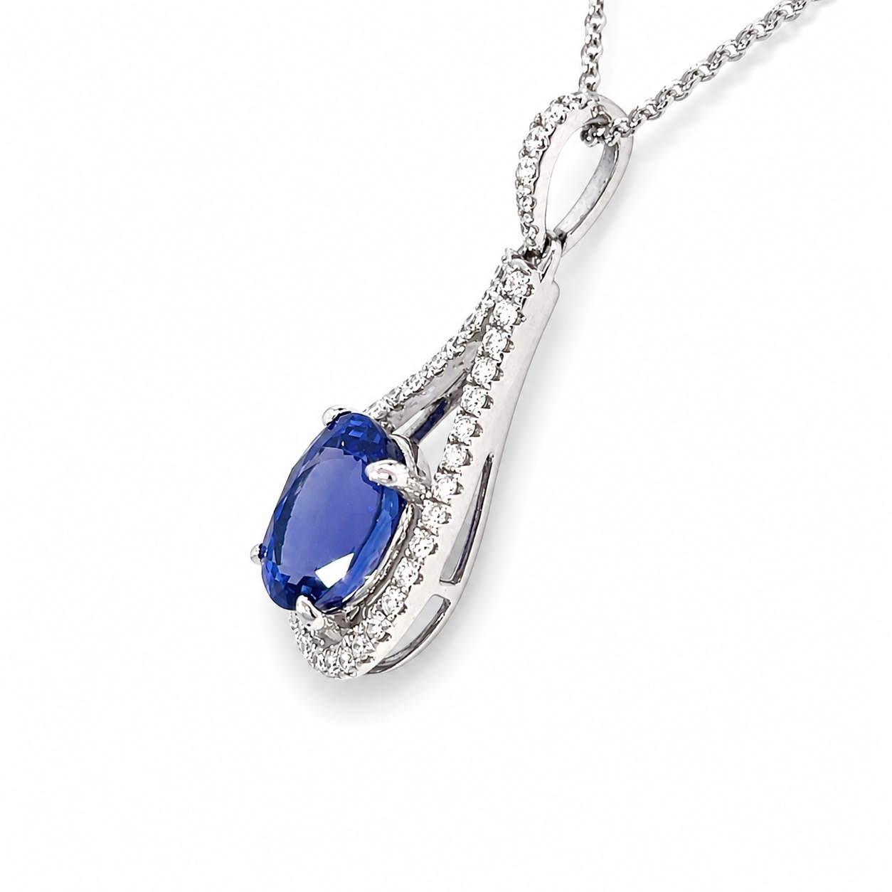 An 18 carat White Gold Tanzanite and Diamond Pendant