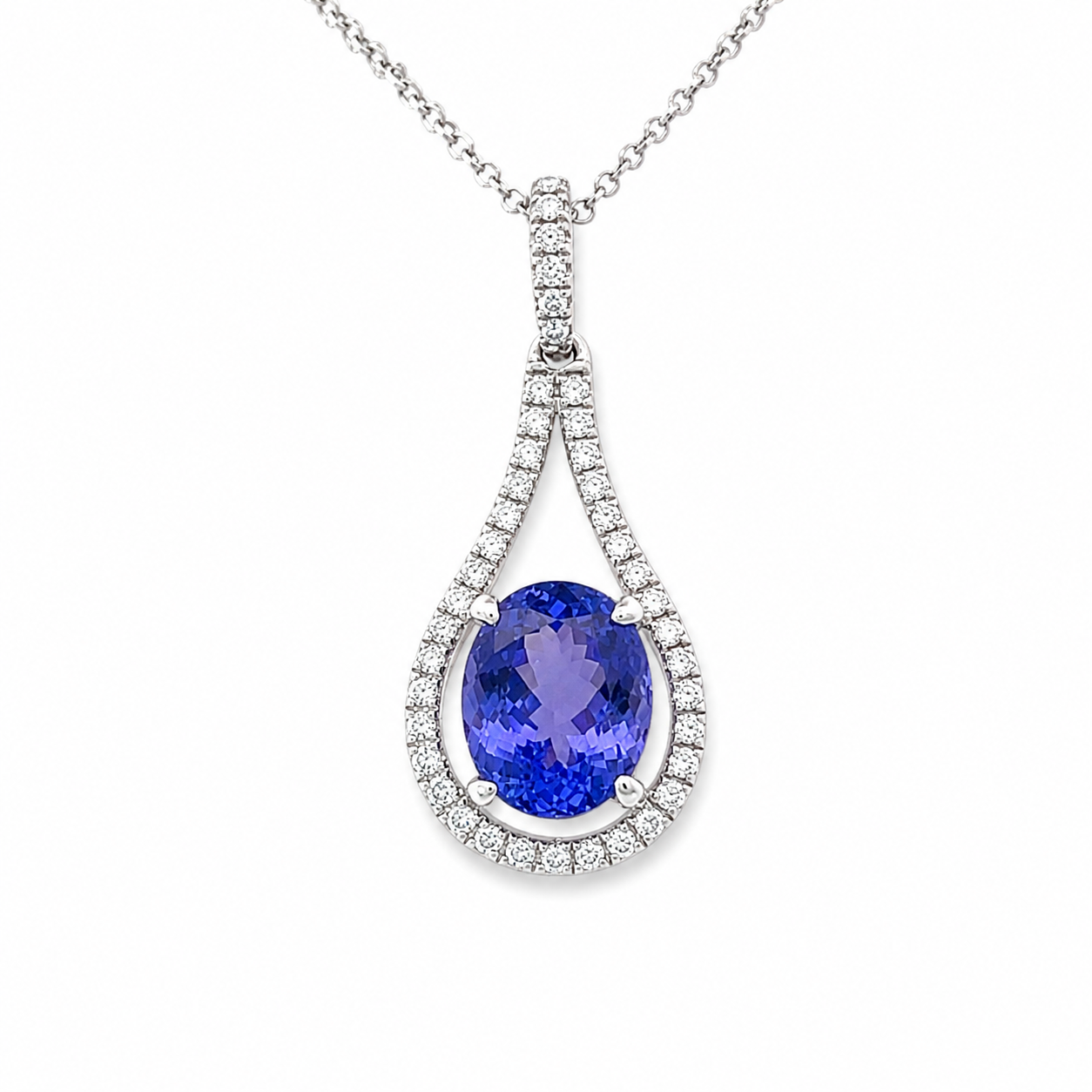 An 18 carat White Gold Tanzanite and Diamond Pendant