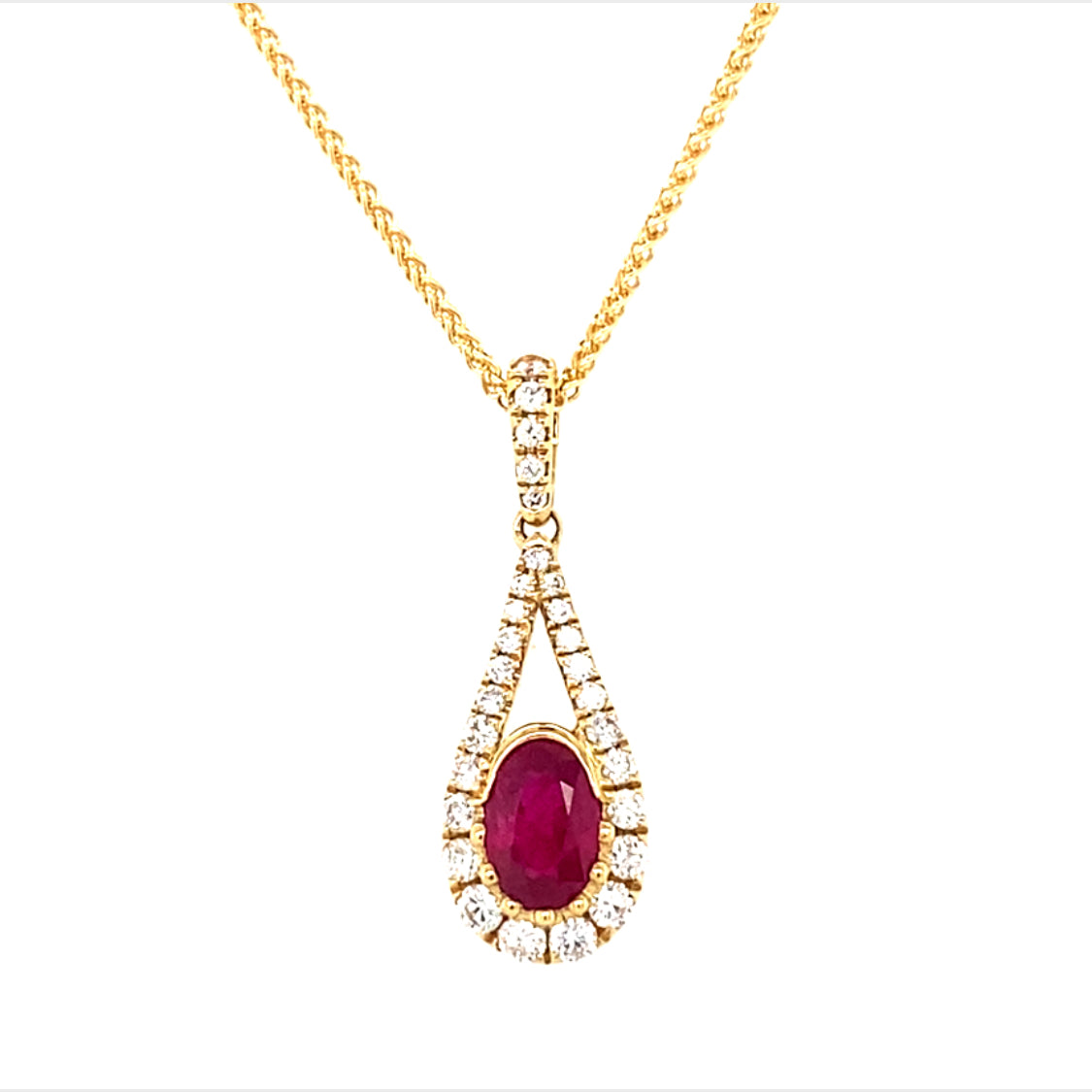 18 carat Yellow Gold  Ruby and Diamond Pendant