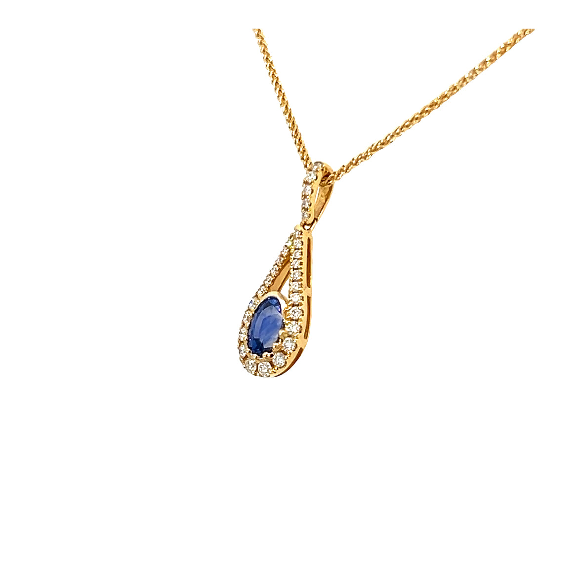 18 Carat Yellow Gold Sapphire and Diamond Pendant