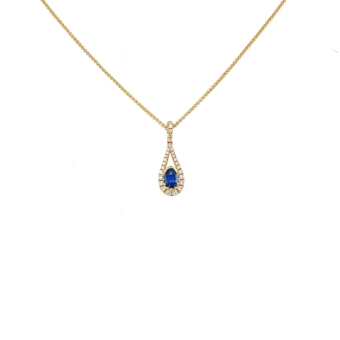 18 Carat Yellow Gold Sapphire and Diamond Pendant