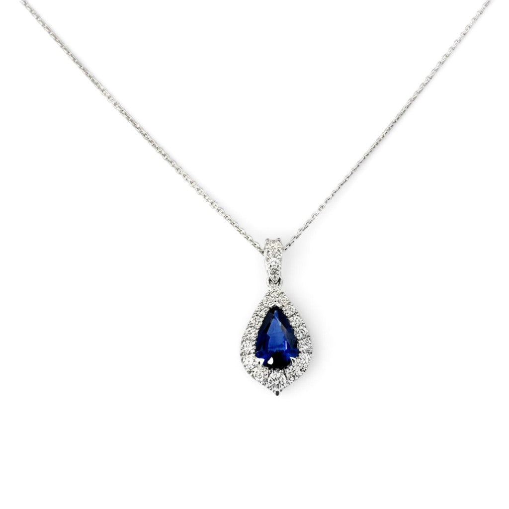 An 18 Carat White Gold Ceylon Sapphire and Diamond Pendant
