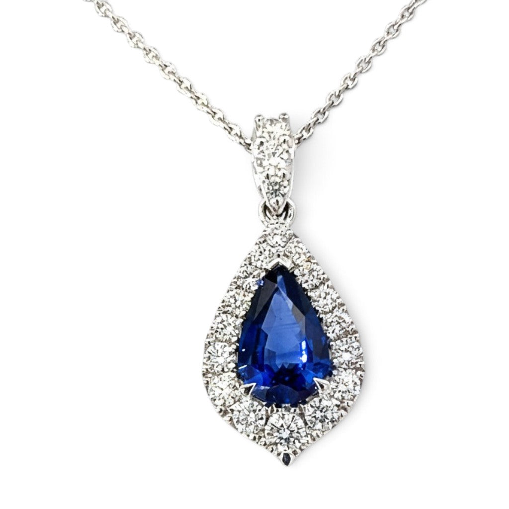 An 18 Carat White Gold Ceylon Sapphire and Diamond Pendant