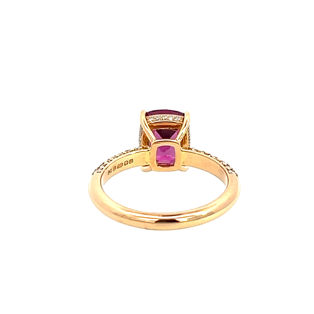 18 Carat Rose Gold Malay Garnet and Diamond Pave Set Ring